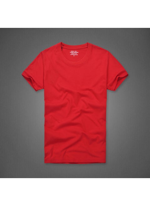 2021 Summer Large Size Mens Solid Color Cotton T-Shirt No Cap Casual Style Breathable Comfortable For Bulk Purchase 6616 red