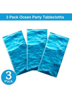 Irenare Ocean Waves Plastic Tablecloth 54 X 108 Inch Ocean Party Table Cover Water Print Table Cover Ocean Under The Sea Tablecloth Blue For Beach Pool Birthday Party Decoration Shower Supplies (3)  - Image 4