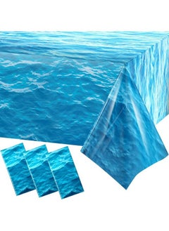 Irenare Ocean Waves Plastic Tablecloth 54 X 108 Inch Ocean Party Table Cover Water Print Table Cover Ocean Under The Sea Tablecloth Blue For Beach Pool Birthday Party Decoration Shower Supplies (3)  - Image 1
