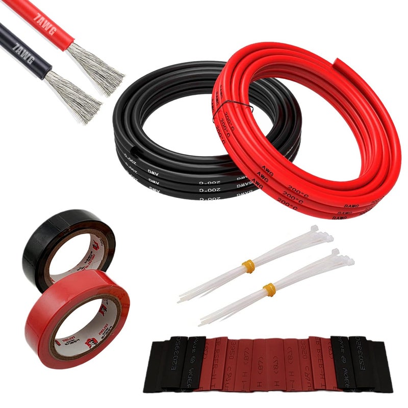 7AWG Silicone Electrical Wire Flexible Cable Kit High Temperature Resistant 2100 Strands 0.08mm Tinned Copper Wire for DIY, Home Appliances, RC Aircraft Car Battery etc. - Image 1