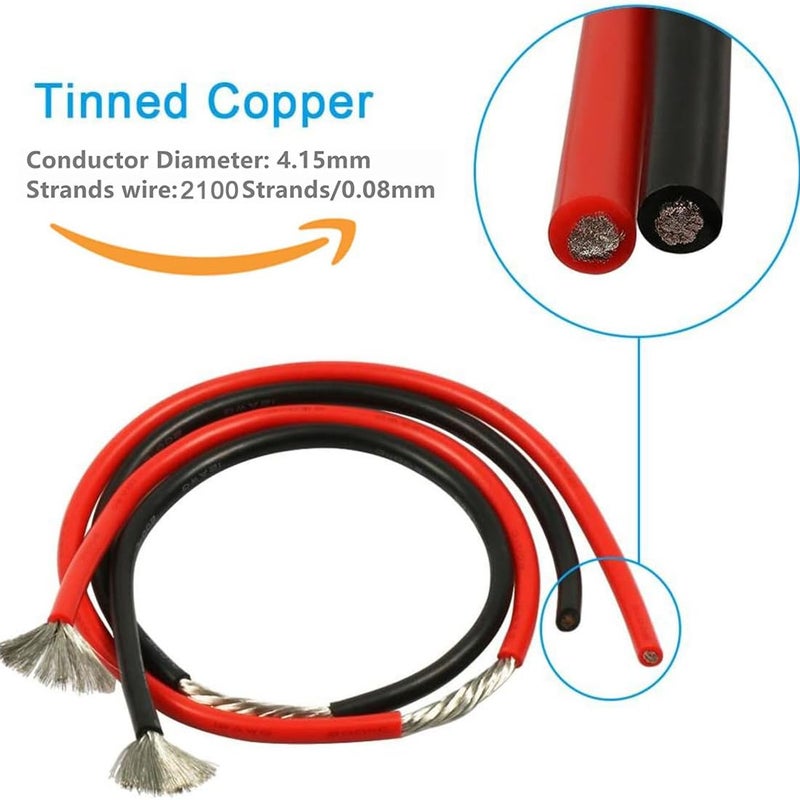 7AWG Silicone Electrical Wire Flexible Cable Kit High Temperature Resistant 2100 Strands 0.08mm Tinned Copper Wire for DIY, Home Appliances, RC Aircraft Car Battery etc. - Image 3