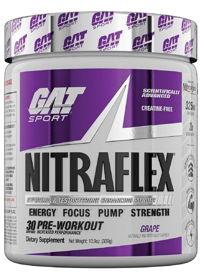 GAT SPORT - GAT SPORT, Nitraflex Advanced Pre-Workout Powder, Increases Blood Flow, Boosts Strength and Energy, Improves Exercise Performance (Grape, 30 Servings) - Image 1