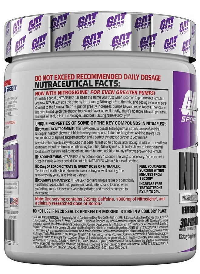 GAT SPORT - GAT SPORT, Nitraflex Advanced Pre-Workout Powder, Increases Blood Flow, Boosts Strength and Energy, Improves Exercise Performance (Grape, 30 Servings) - Image 1