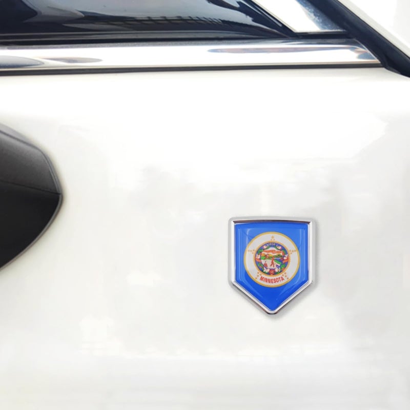 Overdecor Minnesota Flag Decal Stickers Car Emblem Minnesota Car Accessories Decorations Chrome Shield Flag Sticker Decals for Cars Truck Vehicles, 2 Pack - Image 4