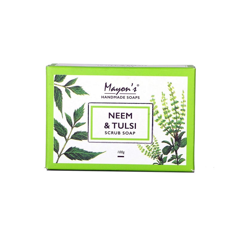 Mayon's Mayons Pharma Handmade Neem and Tulsi Scrub Soap100gm Pack of 4  - Image 1