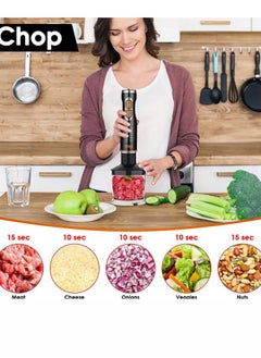 DSP Hand Blender,5 IN 1 Immersion Blender,1000W Hand Mixer Stick Blender with 304 Stainless Steel Blade,Food Processor,Beaker,Egg Whisk&Milk Frother,Non-BPA,ideal for Baby Food,Soups,Smoothies,Puree,KM1173  - Image 3
