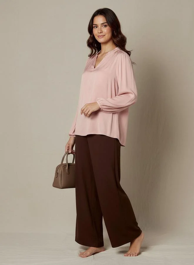 Splash FAV Regular Fit Viscose Top with Mandarin Collar