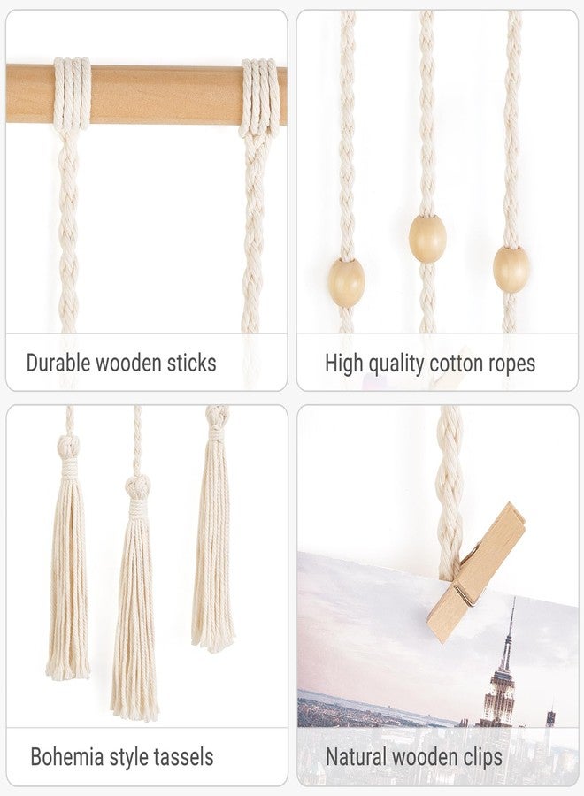 داهي ديكور حائط داهي لعرض الصور، مناسب لغرف النوم، مصنوع من المكرمية، بتصميم بوهيمي، مع 30 مشبكًا، وحامل صور مزين بإضاءة خيطية، مثالي لغرف نوم الفتيات المراهقات والجامعات وغرف المعيشة، هدية مثالية لعيد الميلاد. - Image 5