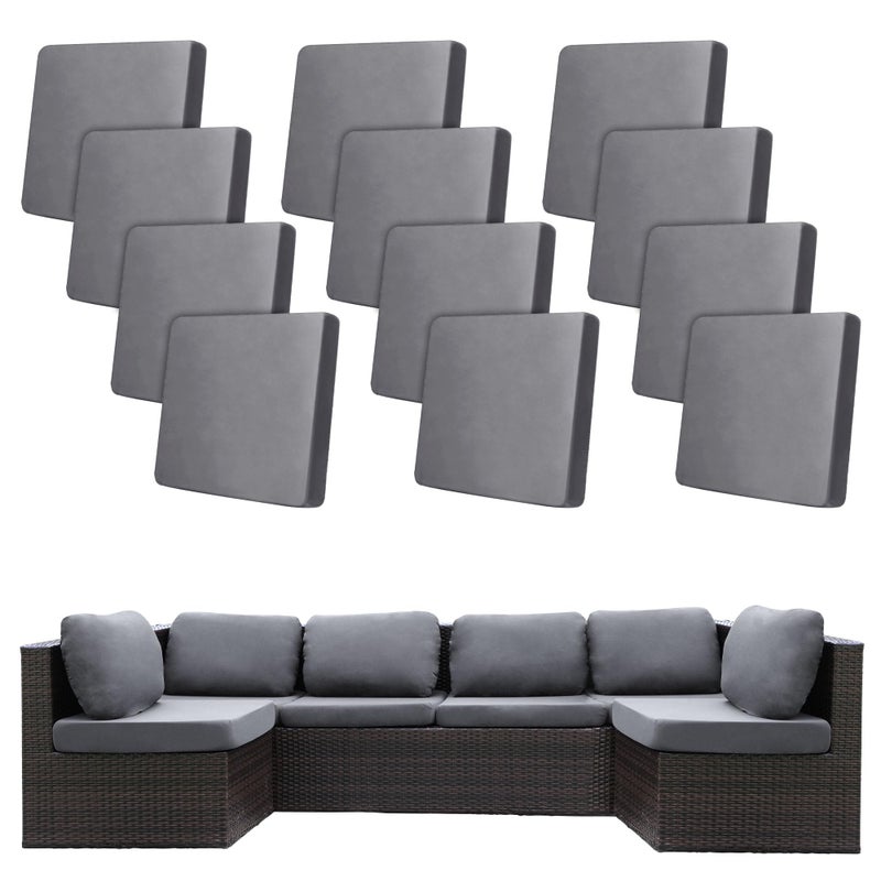 BIETYONE 12Pcs Stretch Patio Cushion CoversOutdoor Couch Covers ReplacementOutdoor Couch Sofa Slipcoversfor Patio Furniture Cushion CoversWashable Reusable urniture ProtectorGreyCover Only - Image 2