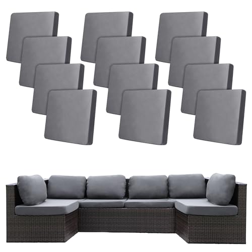 BIETYONE 12Pcs Stretch Patio Cushion CoversOutdoor Couch Covers ReplacementOutdoor Couch Sofa Slipcoversfor Patio Furniture Cushion CoversWashable Reusable urniture ProtectorGreyCover Only - Image 1