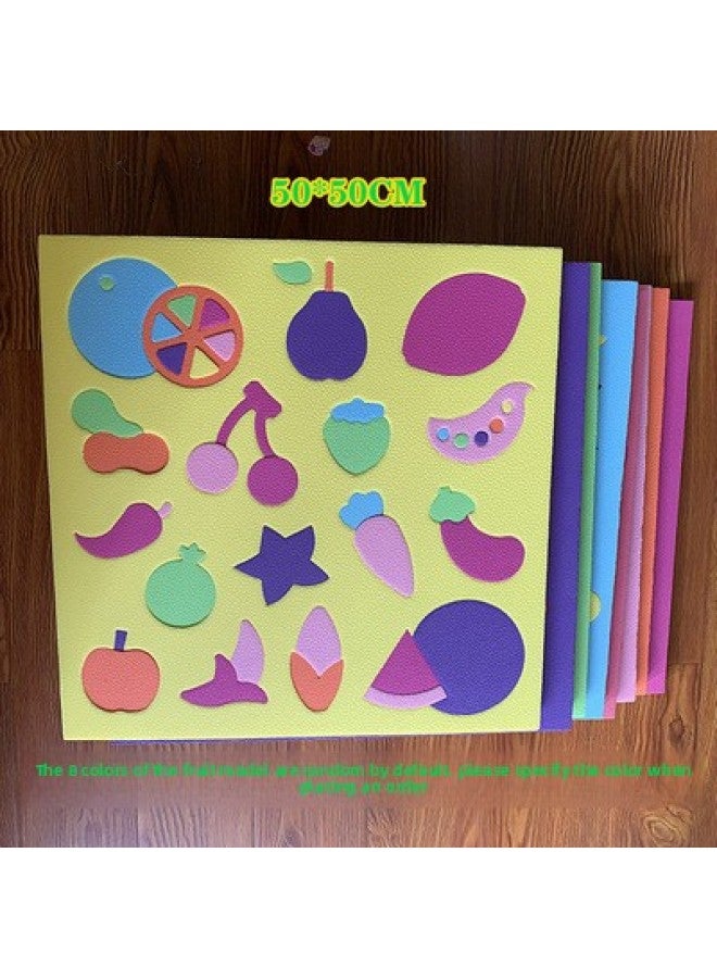 Kindergarten Wall Building Blocks Shape Matching EVA Foam Splicing Puzzle Area Soft Building Blocks Wall Children's Toys-Color:Fruit Style - Image 1