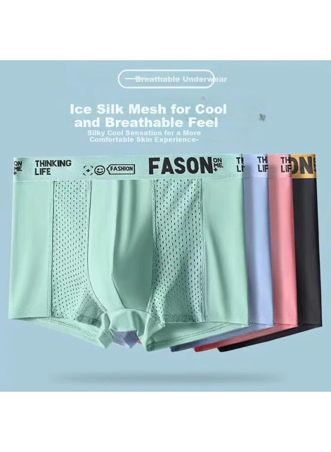 Yalu Yaloo Men's Plus Size Ice Silk Breathable Mesh Boxer Shorts Summer Fat Guy Big Size Underwear - Image 4