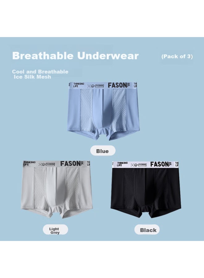 Yalu Yaloo Men's Plus Size Ice Silk Breathable Mesh Boxer Shorts Summer Fat Guy Big Size Underwear - Image 2