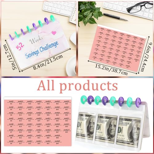 ROPCIA Savings Binder l 52 Week Savings Challenge Book, Reusable Budget Book with Cash Envelopes, Frosted Cover Money Organizer for Cash, Money Saving Binder, Money Binder for Saving (Marble) - Image 2