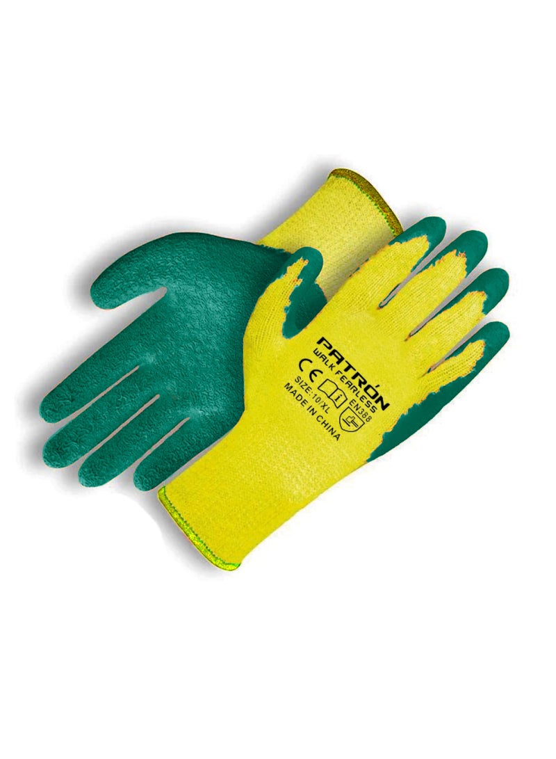 Patron Latex Coated Knitted Gloves For Enhanced Grip and Safety in Every Task | Pack Of 12 Pairs
