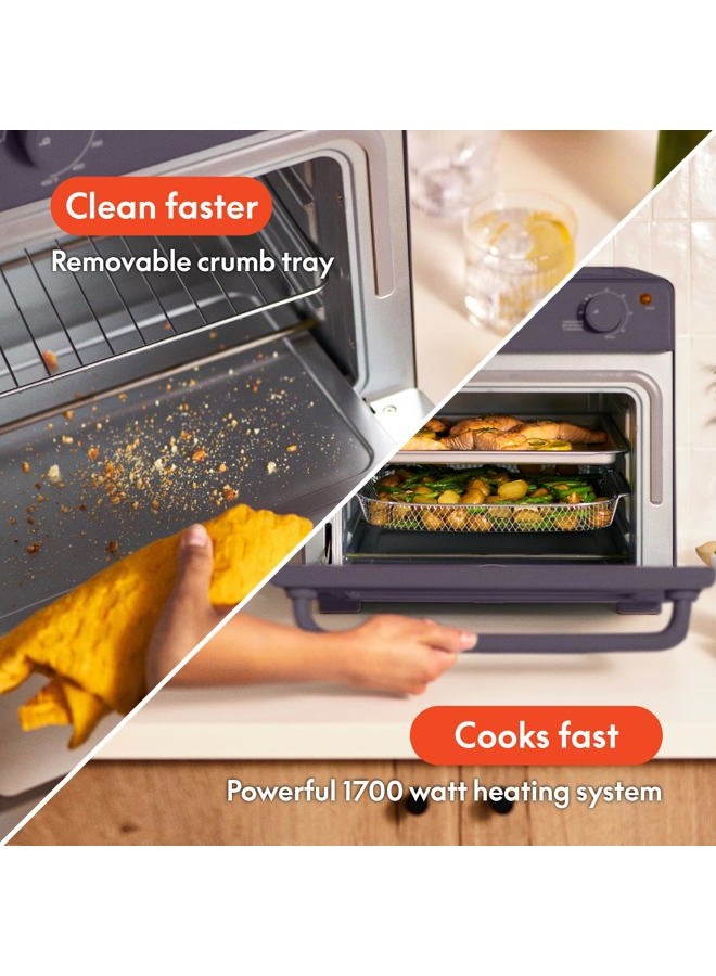 bella Air Fry Toaster Oven, 7 Preset Cooking Options, Dishwasher-Safe EverGood Coated Trays Included, 60-Minute Auto Shutoff w Audible Timer, Power Indicator Light, 1700 Watt, Plum - Image 4
