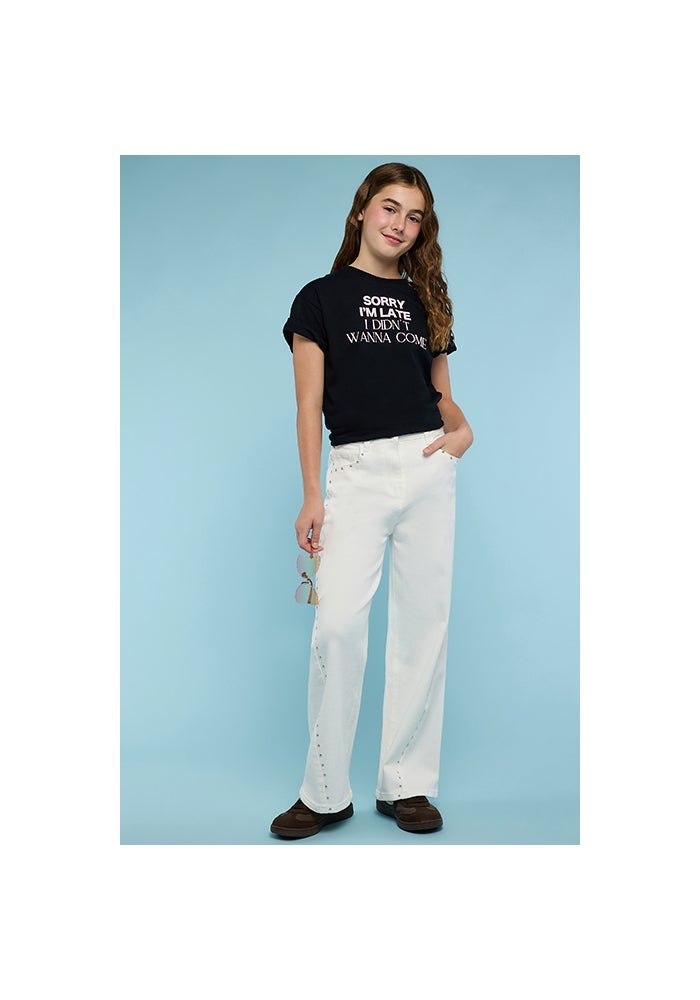 R&B Studded Straight Fit Jeans with Button Closure - Image 3
