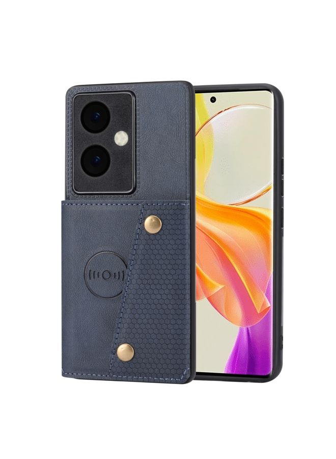 BGM Case Cover For vivo Y78+ Double Buckle Card Slots Magnetic Phone Case Blue