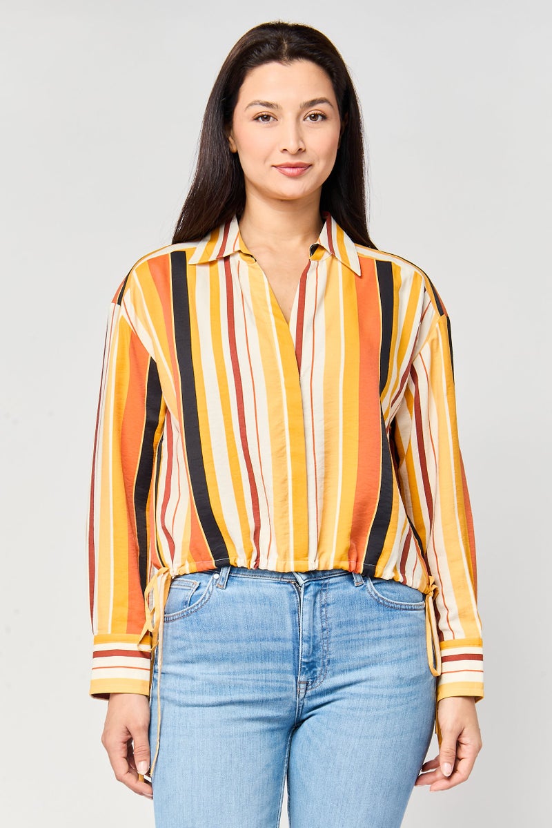 GANT Women Regular Fit Stripe Long Sleeve Blouse, Multicolor - Image 1