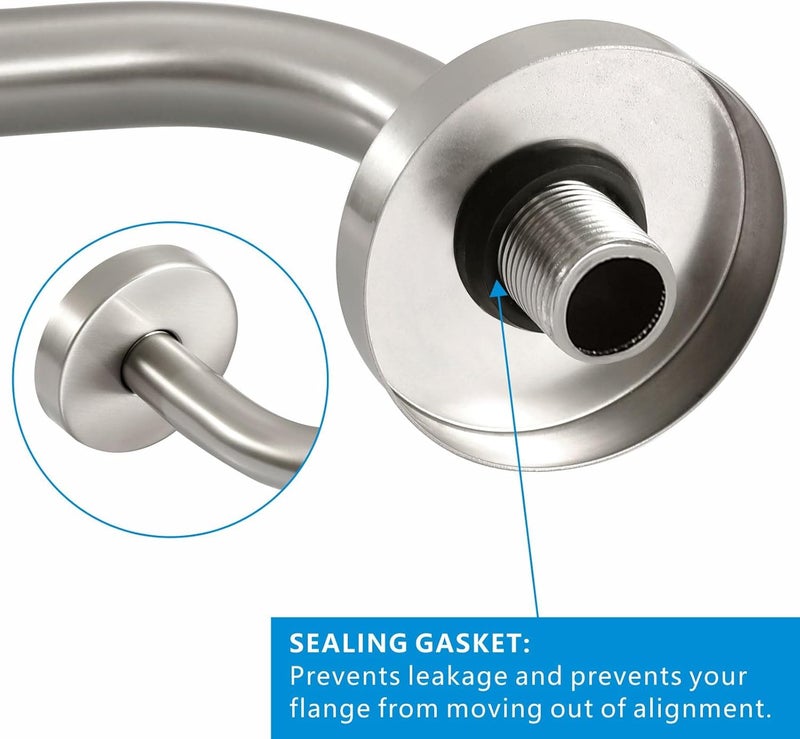 Voolan Shower Arm with Flange and Teflon Tape, Extension Shower Head Arm for Bathroom Fixed Shower Head, Solid Stainless Steel, Wall Mounted (6 Inch,Brushed Nickel) - Image 2