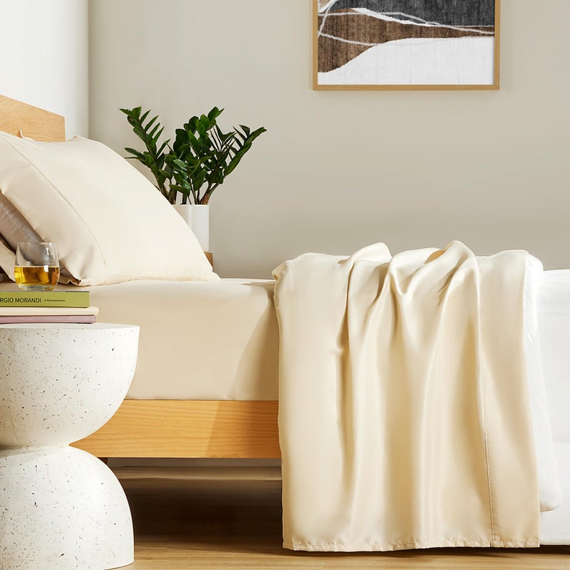 SLEEP ZONE Bedding Sheet Set for Full size  4 Pieces Microfiber Bed Set for Women & Men  Deep Pockets  Easy- Fit  Comfy Breathable & Soft Sheets  Machine Wash (Beige  Full) - Image 1