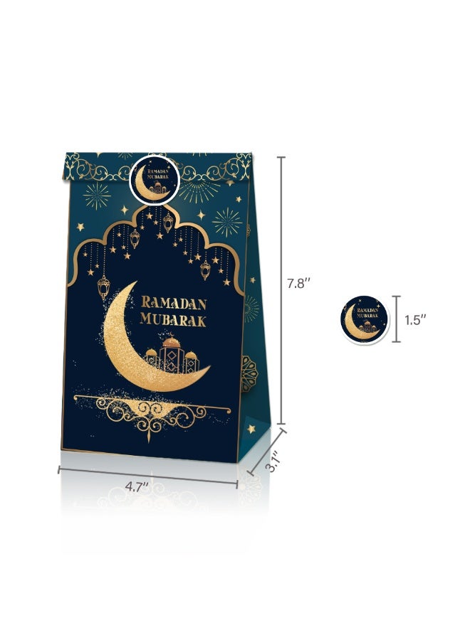 12PCS Ramadan Party Favor Bags with Stickers Ramadan Kareem Goodie Bags Candy Bags Multifunctional Eid Wrapping Bags for Islamic Muslim Eid Party Supplies - Image 5