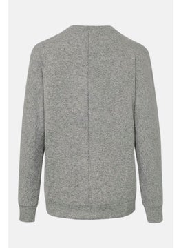 Tchibo Women Round Neck Long Sleeve Heather Top, Grey  - Image 3