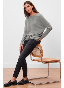 Tchibo Women Round Neck Long Sleeve Heather Top, Grey  - Image 1