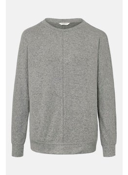 Tchibo Women Round Neck Long Sleeve Heather Top, Grey  - Image 2