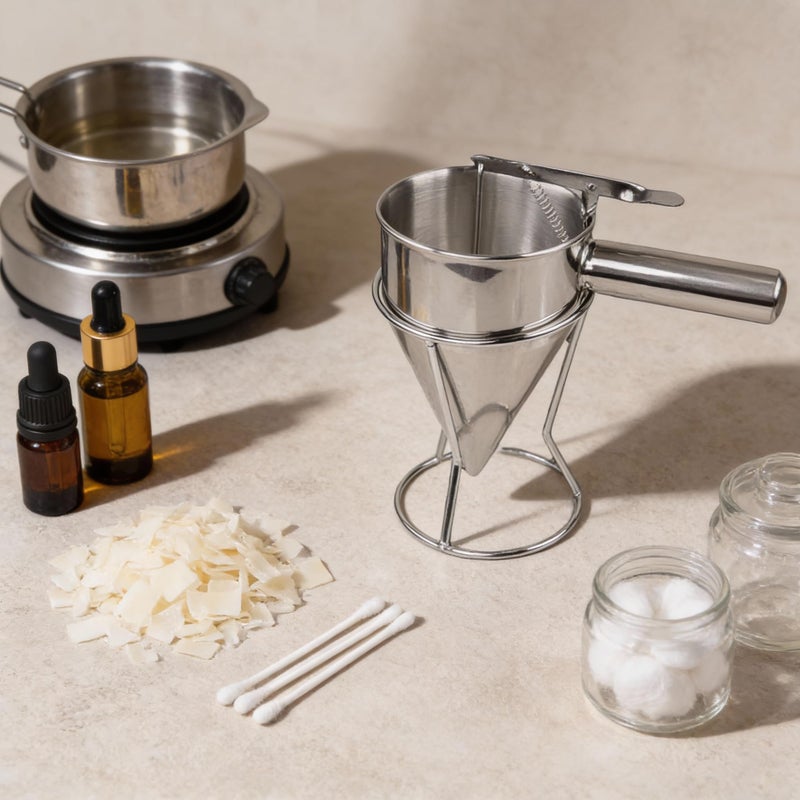 Stainless Steel Precision Funnel for Candle Making, Wax Pouring, Oils, Liquids & Craft Accessories, Durable, Reusable & Easy to Clean. 500ML. - Image 2