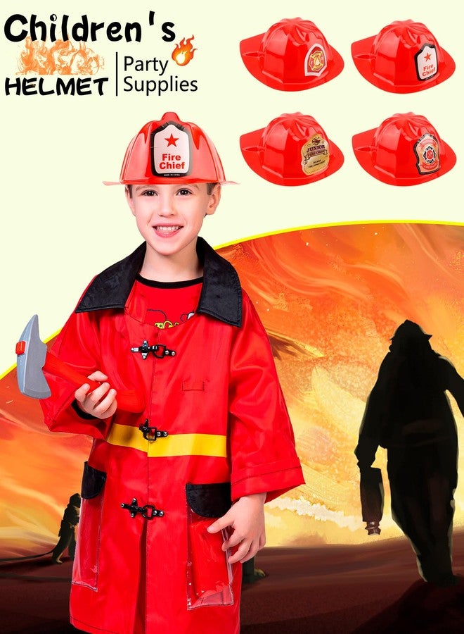 Cotiny 32 Pack Kids Firefighter Helmet Red Fire Helmet Cosplay Hats with Stickers for Kids Firefighter Party Halloween Costume Accessories, 4 Styles - Image 3