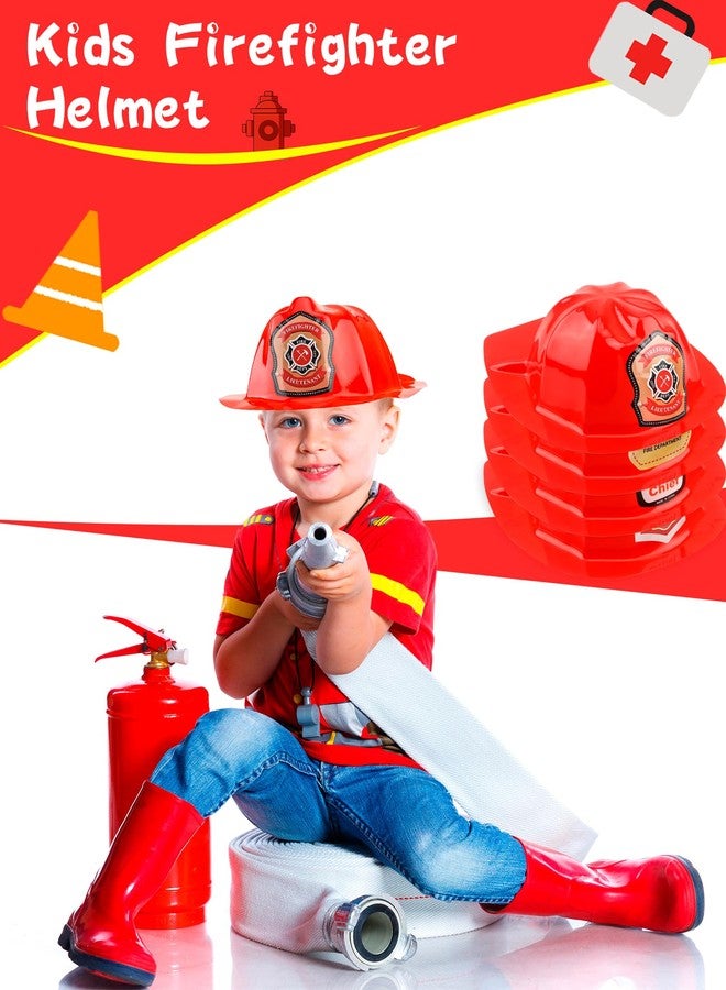 Cotiny 32 Pack Kids Firefighter Helmet Red Fire Helmet Cosplay Hats with Stickers for Kids Firefighter Party Halloween Costume Accessories, 4 Styles - Image 4