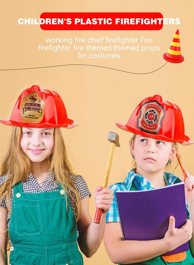 Cotiny 32 Pack Kids Firefighter Helmet Red Fire Helmet Cosplay Hats with Stickers for Kids Firefighter Party Halloween Costume Accessories, 4 Styles - Image 5
