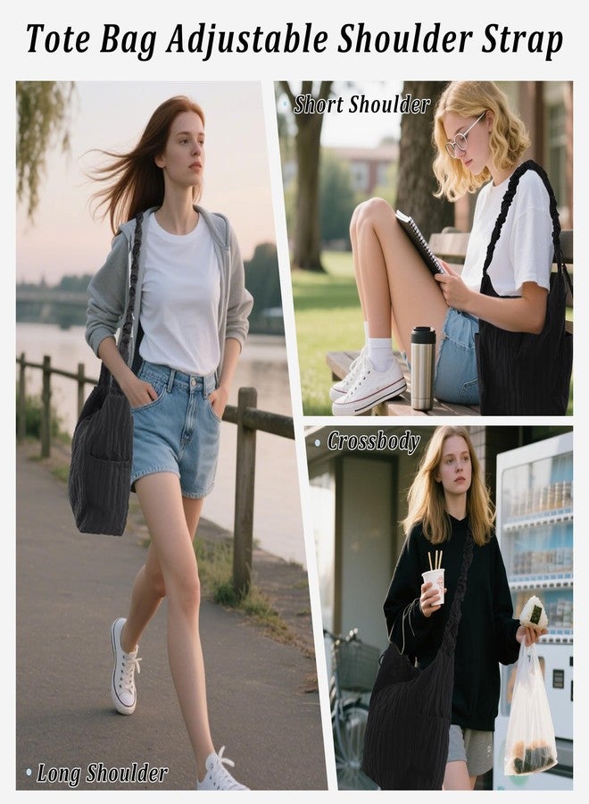 U+U Women's Large Lightweight Tote Bag with Adjustable Shoulder Strap, Multiple Compartments Crossbody Shoulder Bag for Travel, Work, Gym - Image 2