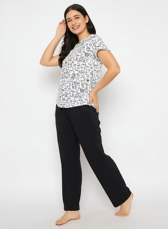 Clovia All-Over Print Cotton T-Shirt and Pyjama Set - Image 3