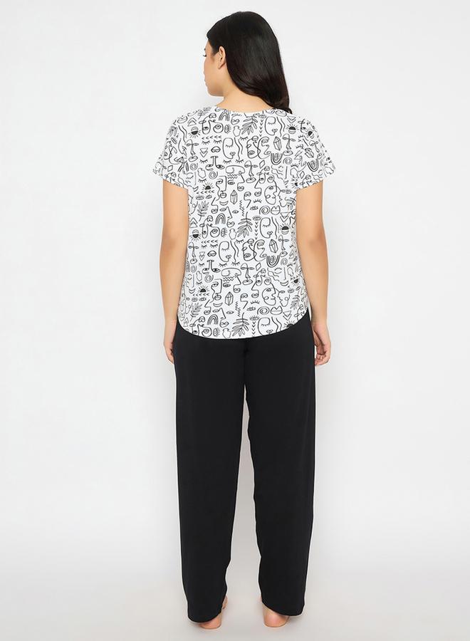 Clovia All-Over Print Cotton T-Shirt and Pyjama Set - Image 5