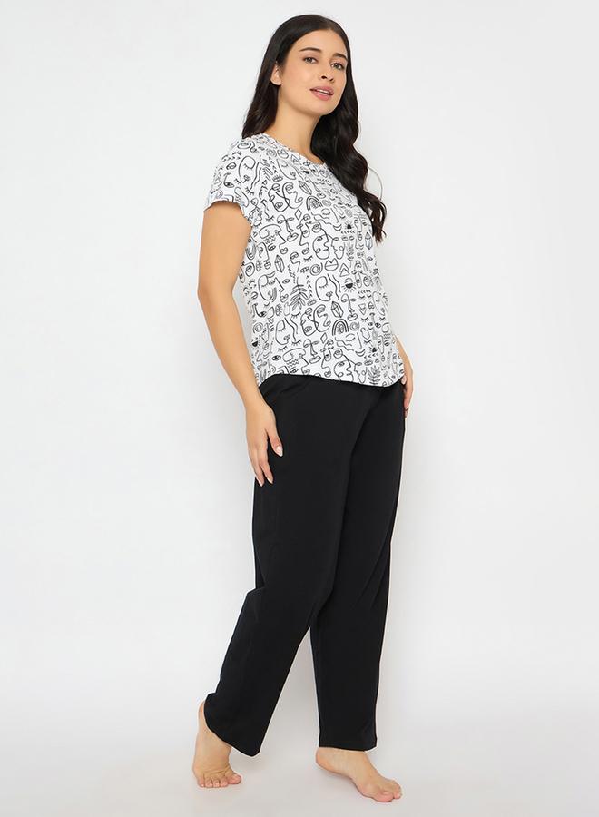 Clovia All-Over Print Cotton T-Shirt and Pyjama Set - Image 4