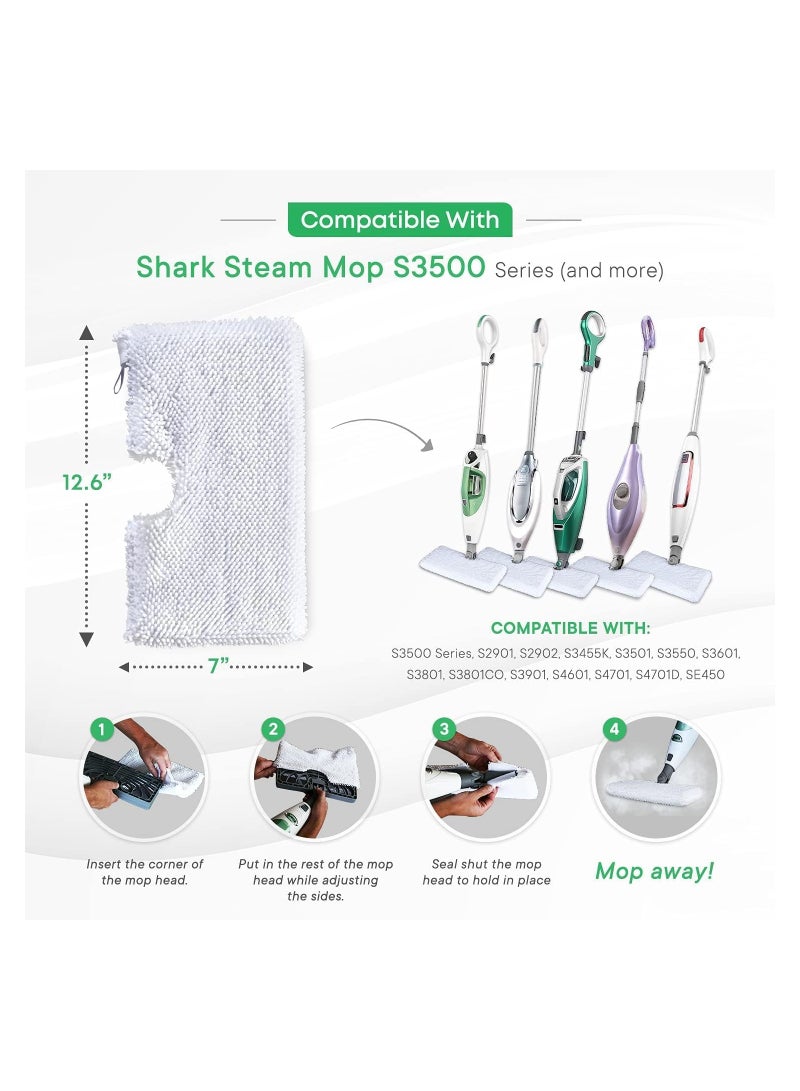 Barakah 4 Pcs Steam Mop Replacement Pads for Shark Steam Pocket Mop Professional Fit Series S3500 S2901 S2902 S3455K S3501 S3550 S3601 S3801 S3901 S4601 S4701 SE450, Microfiber Cloth Head Covers - Image 5