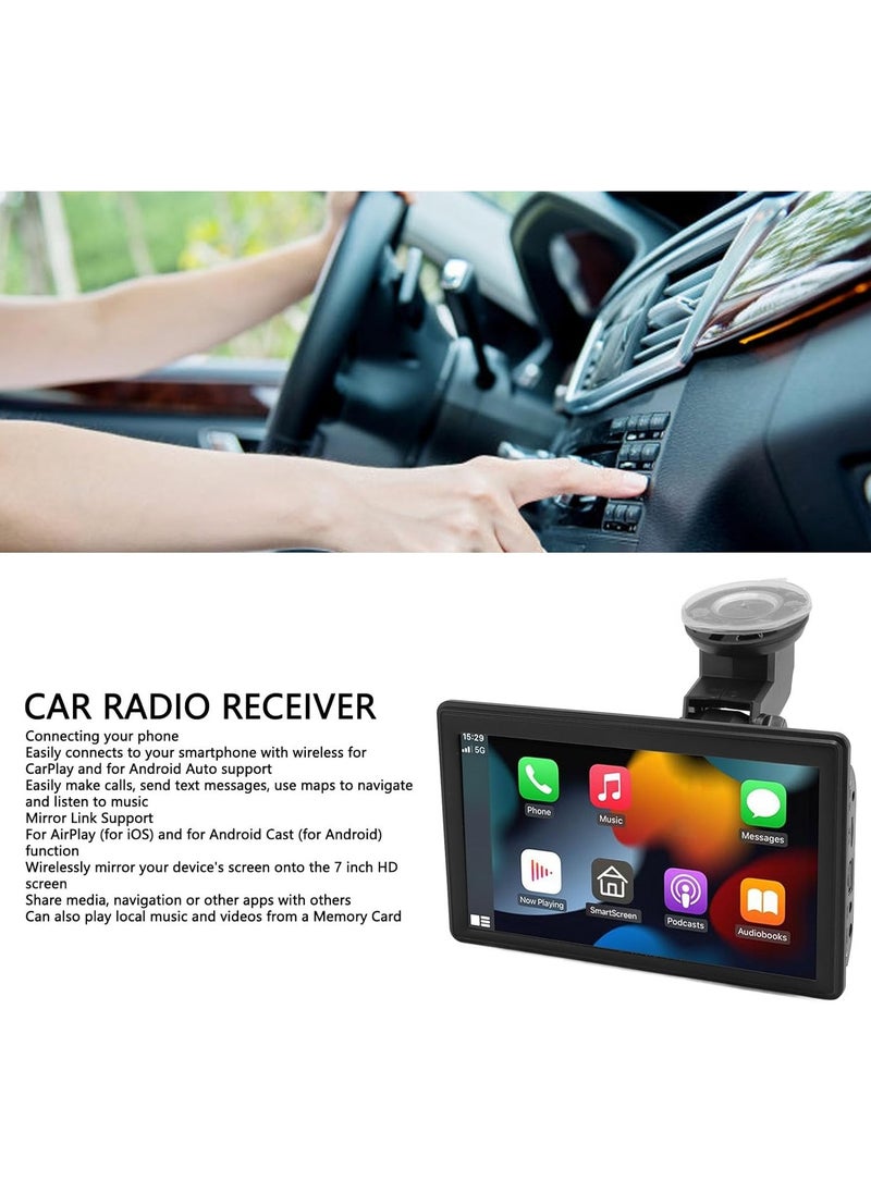 Generic - 7-Inch IPS Portable Car Stereo for Android Auto – Dash-Mounted Touchscreen Multimedia Player, Voice Control, Bluetooth, and GPS Navigation - Image 1