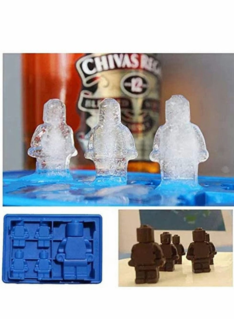 6 Packs Random Color Building Brick Candy Robot Mold Chocolate Set Silicone Block Mould Molds Ice Cube Trays - Image 3