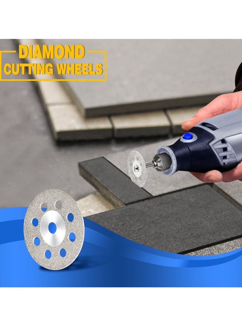 Excefore Cutting Wheels Set for Rotary Tool, 44 Pcs Accessories Kit, Includes 15 Diamond Cutting Wheels, 15 Resin Cut Off Discs, 6 HSS Circular Saw Blades, 6 Mandrel Shanks, and 2 Screwdrivers, Gifts for Men  - Image 4