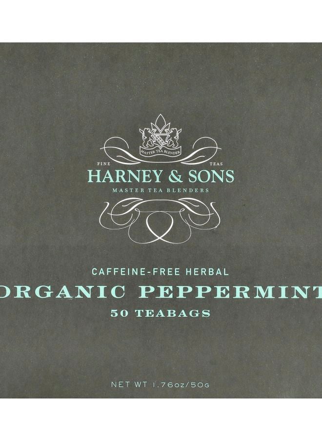 Organic Peppermint Herbal Tea Caffeine-Free 50 Tea Bags 1.76 oz (50 g)