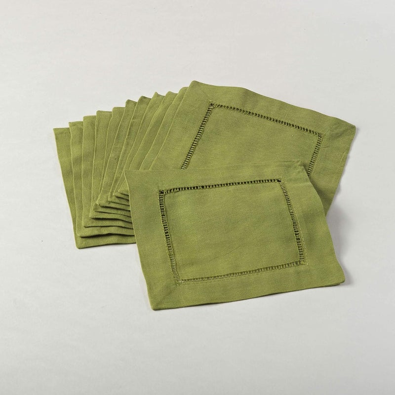 SARO LIFESTYLE 6100CLM6S 247 Everyday Collection Hemstitched Cocktail Napkin Set of 12 6 Square Lime - Image 1