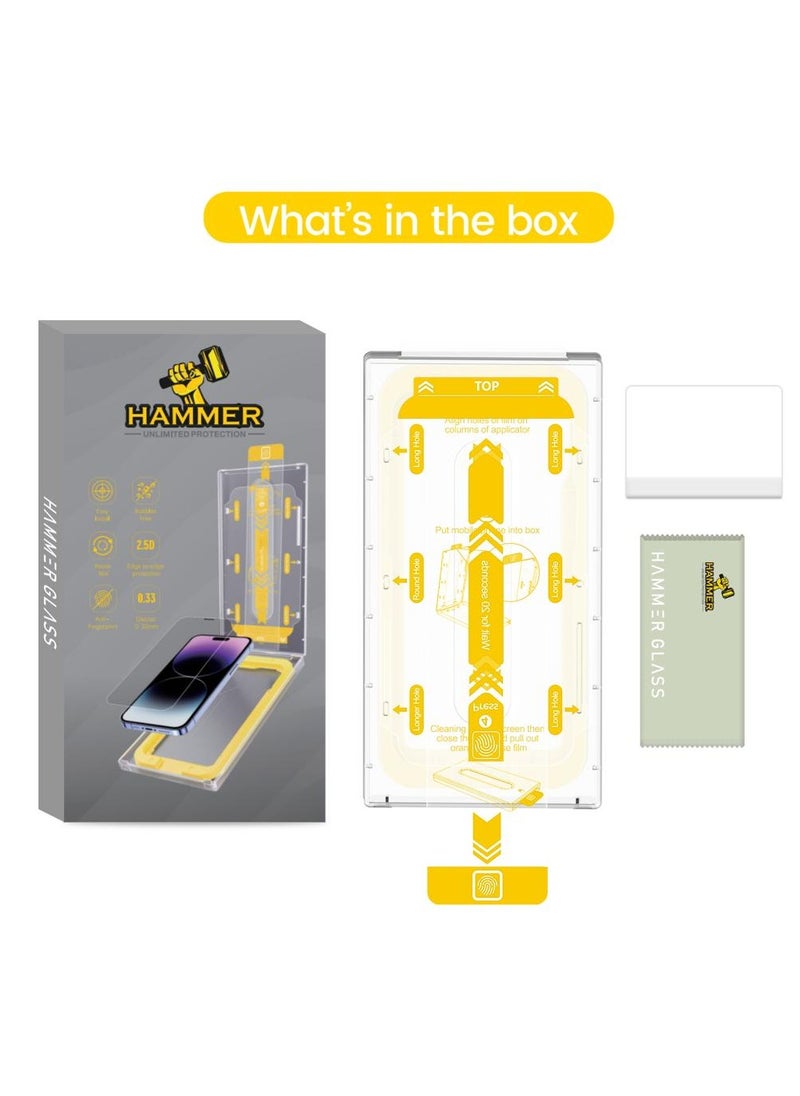 Hammer - Hammer protection from tempered glass, easy to install, self-installing, iPhone 14 regular / 13 Pro / 13 regular, for the cover - Image 1