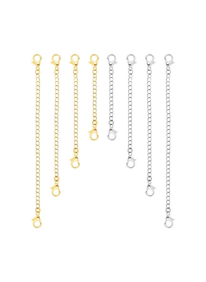 KINBOM 8Pcs Necklace Extension 4 Size Jewelry Extenders Necklace Chain Extender Extension Chain For Jewelry Making Necklace Bracelet Anklet (4 Gold 4 Silver) - Image 1