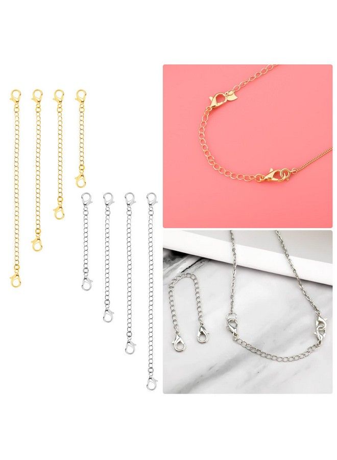 KINBOM 8Pcs Necklace Extension 4 Size Jewelry Extenders Necklace Chain Extender Extension Chain For Jewelry Making Necklace Bracelet Anklet (4 Gold 4 Silver) - Image 5