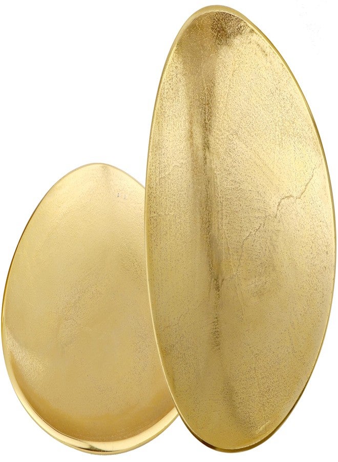 CLEENTABLE Oval Metal Serving Trays | Stylish Vanity Organizer or Catchall Valet Display | Handmade Metal Platter for Vanity Organizer Tray for Camping, BBQ, Party, Buffet, Appetizer (Gold) - Image 1