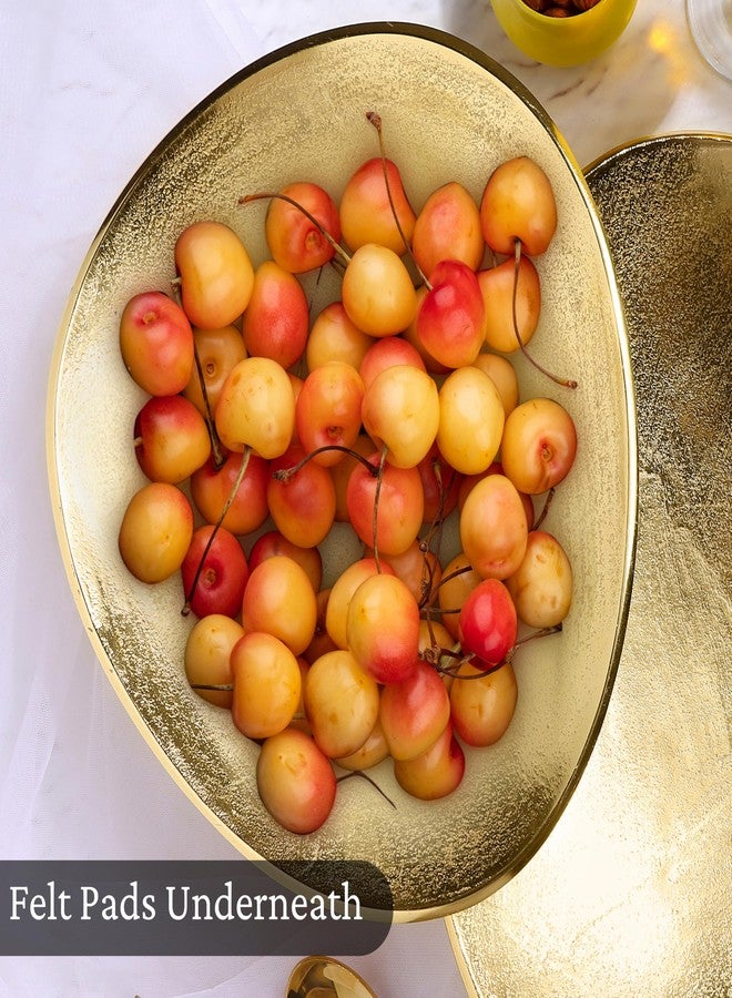 CLEENTABLE Oval Metal Serving Trays | Stylish Vanity Organizer or Catchall Valet Display | Handmade Metal Platter for Vanity Organizer Tray for Camping, BBQ, Party, Buffet, Appetizer (Gold) - Image 4