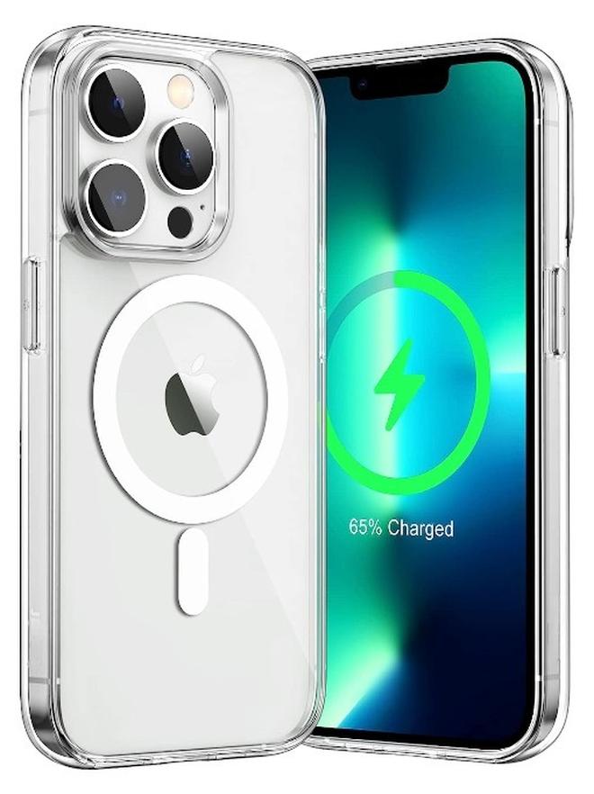 iPhone 13 Pro Max Magnetic Case Compatible with MagSafe Wireless Charging, Anti-Scratch Bumper Cover (Clear), TPU - PC - Image 1