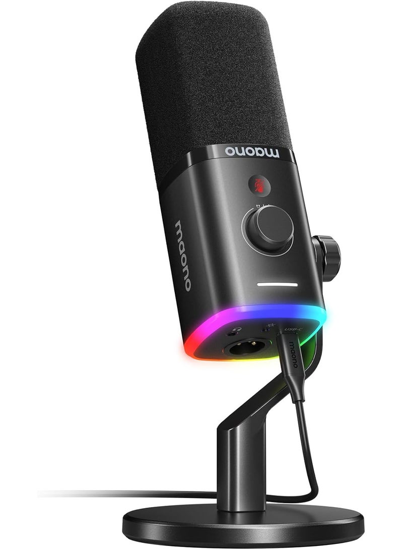 ماونو ميكروفون الألعاب الديناميكي MAONO PD100: ميكروفون ديناميكي USB XLR للكمبيوتر مع برنامج ميكروفون الكمبيوتر RGB - RGB للاعبين - مجموعة ميكروفون البث الصوتي لاستوديو التسجيل CreatingX - Image 1